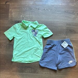 Nike Blue and Green Polo Set with Shorts